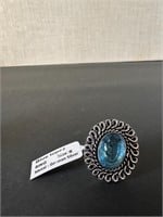 Blue Topaz German Silver Ring