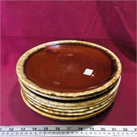 Set Of 7 Hull Pottery Oven Proof Plates (Vintage)
