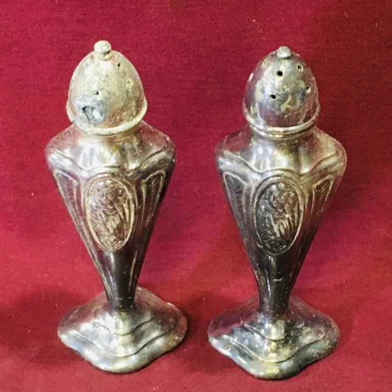 Silver-Plate Salt & Pepper Shakers (Antique)