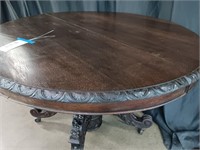 INCREDIBLE ANTIQUE CARVED ROUND DINING TABLE