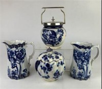 Blue & White Porcelain Humidor, Pitchers & More