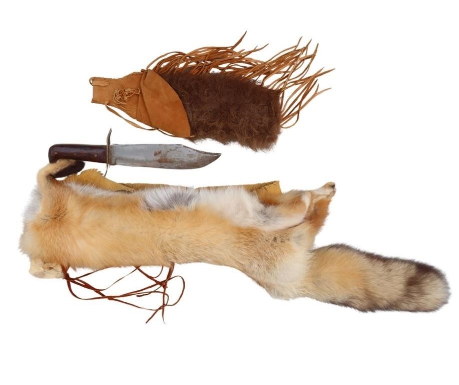 FOX PELT ARROW QUIVER & BOWIE KNIFE