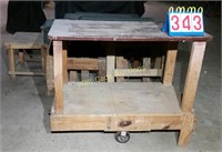 Misc Lot- saw horses, small stool-wooden,