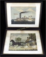 2 Early 18th Century Mayflower & Horseman Picture