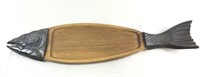 Large Copper & Wood Fish Tray