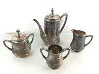 Antique Meriden Britannia Silver Plated Teapot Set