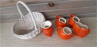 Basket of Vintage Cameron Pottery - Seville orange