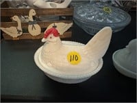 Milkglass Hen on Nest