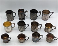 Lot of 12 Silver Plate Child's Mugs