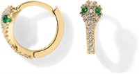14k Gold-pl .40ct Emerald & Topaz Snake Earrings