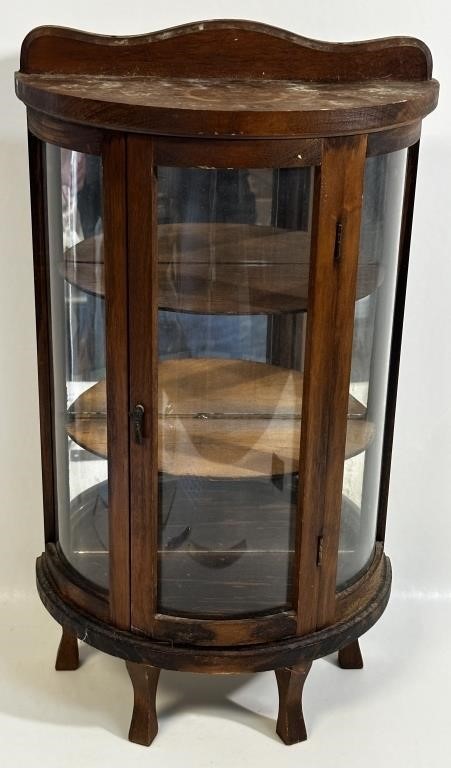 NICE MINIATURE CURVED GLASS DISPLAY CASE