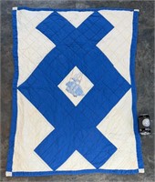 VTG 22x60" Handmade blue quilt