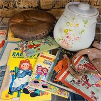 Lot w/ Children's Books & Canister w/ Misc. Toys