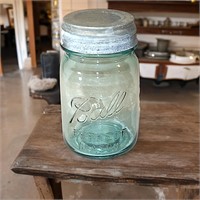 Antique #4 Blue Ball Perfect Mason Jar & Lid