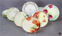 Hand Painted Porcelain Plates / 14 pc