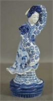 Blue & White Porcelain Doll Geisha Figure