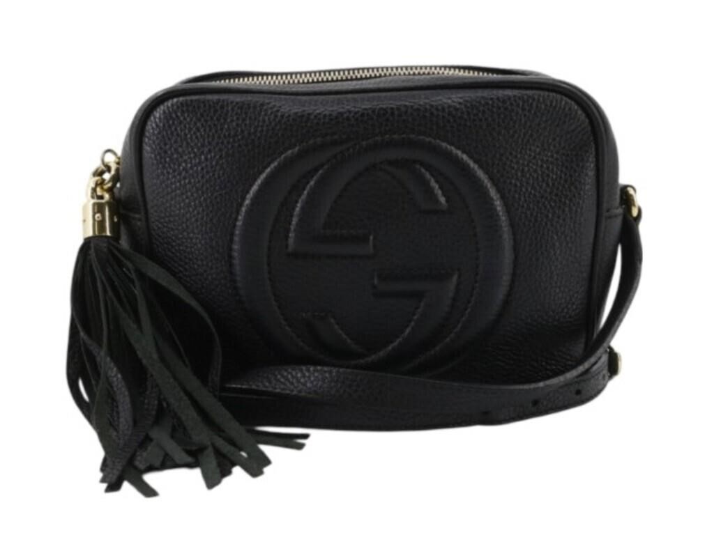 GUCCI GG Black Leather Mini SoHo Shoulder Bag