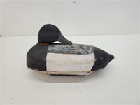 Black & White Wood Carved Duck Decoy