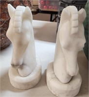 Two Artissance 8"  Marble Hand Carved Horse Busts