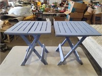 Two Blue Foldable Patio End Tables