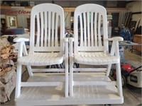 Two Foldable White Patio Chairs