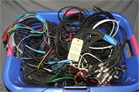 Lot Assorted Audio and Other Cables in Bin