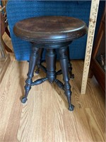 Antique Piano Stool-Claw Feet and Marble