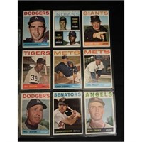 (9) 1964 Topps Baseball Cards With Hof