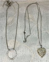 (2) Necklaces:  Rhinestone Circle & Rhinestone