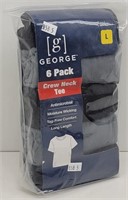 George 6 Pack Crew Neck Tee Shirts  Large