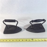 Pair of Cast Iron..Irons and a trivet