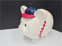 Ceramic Pig Baseball Piggy Bank8" high