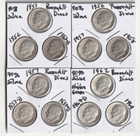 12- 90% Silver Roosevelt Dimes In Flips