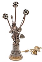French Art Nouveau Style Bronze Figural Lamp