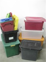 Lot Of Miscellaneous Large & Medium Totes W/Lids
