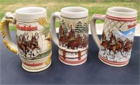 Budweiser collector's steins. 1983, 1984 & 1985