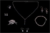 Sterling, Amethyst & Pearl Jewelry