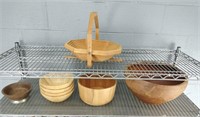 8 Pc Assorted Wood Bowls - Basket