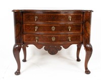 Continental Burled Walnut Serpentine Commode