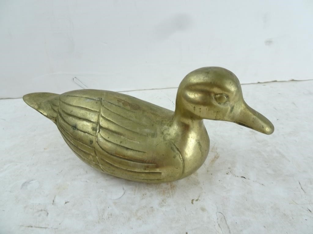 10" Long Vintage Brass  Duck Statue