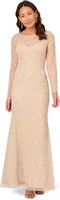 Adrianna Papell Womens Beaded Long Sleeve Gown