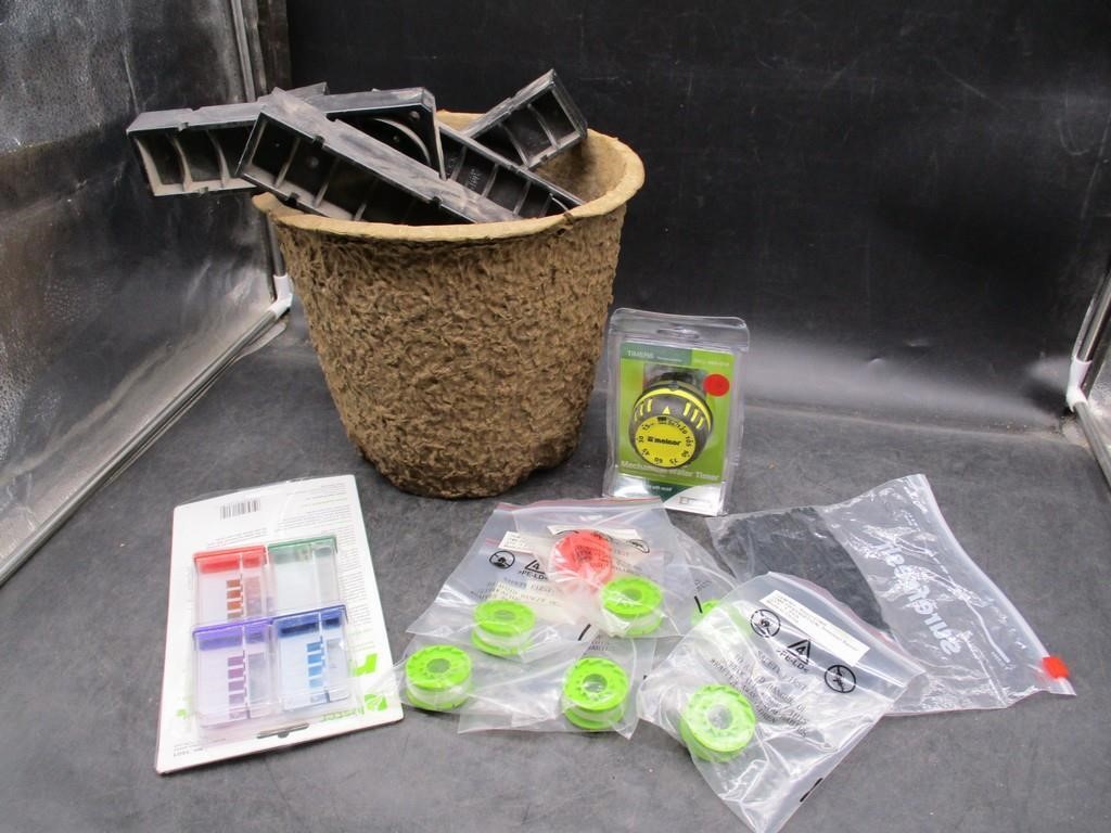 Soil Test Kit, Planter, Trimmer Spools, Timer