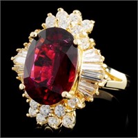 6.08ct Tourmaline & 1.43ctw Diam Ring in 14K Gold