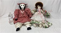 Handmade Cow Doll & Baby Doll ~ 22" tall