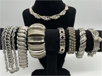 Costume Jewelry; Trifari Bracelets & Silver Tone