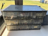 9- drawer metal hardware storage box with key