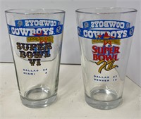 Dallas Cowboy Super Bowl Glasses 1978 & 1972