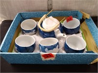 Porcelain Blue&White Japan Tea set in box