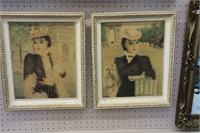 2 FRAMED LADY PRINTS 14"X17"