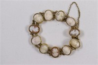 Antique Cameo Bracelet w Safety Chain